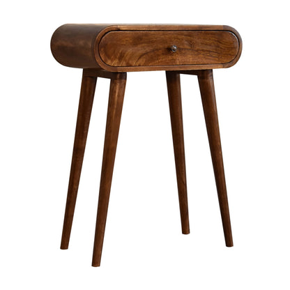 Console mini arrondie 2 tiroirs en manguier massif – Châtaigne – vue 4