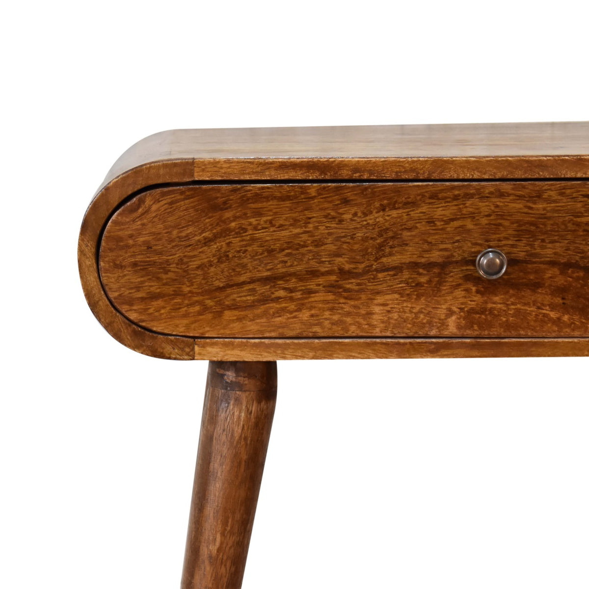 Console mini arrondie 2 tiroirs en manguier massif – Châtaigne – vue 5