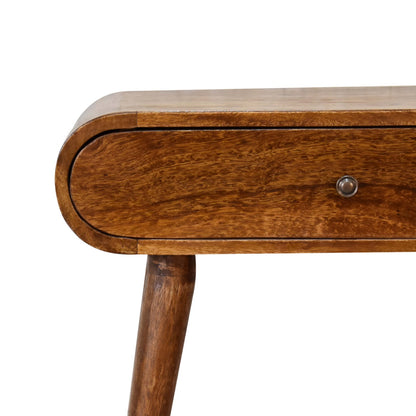 Console mini arrondie 2 tiroirs en manguier massif – Châtaigne – vue 5