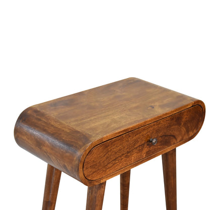 Console mini arrondie 2 tiroirs en manguier massif – Châtaigne – vue 6