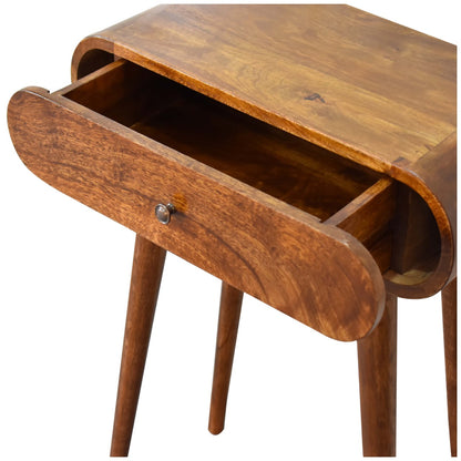 Console mini arrondie 2 tiroirs en manguier massif – Châtaigne – vue 7