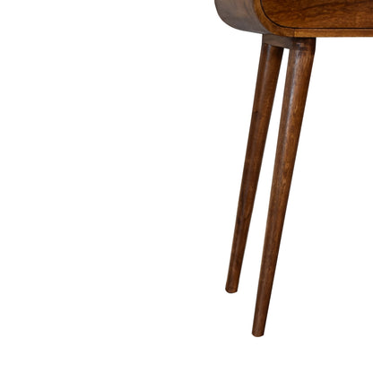 Console mini arrondie 2 tiroirs en manguier massif – Châtaigne – vue 8
