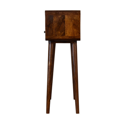Console mini arrondie 2 tiroirs et niche – Châtaigne – vue 10
