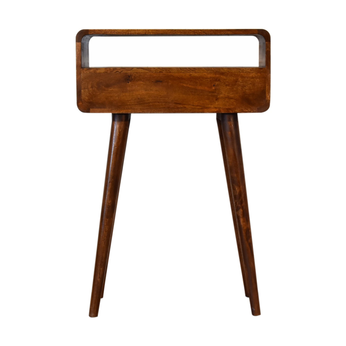 Console mini arrondie 2 tiroirs et niche – Châtaigne – vue 11