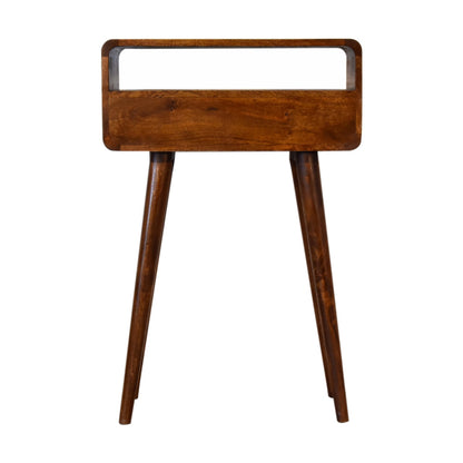 Console mini arrondie 2 tiroirs et niche – Châtaigne – vue 11