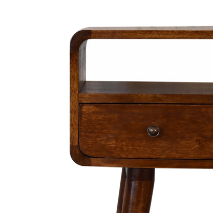 Console mini arrondie 2 tiroirs et niche – Châtaigne – vue 5