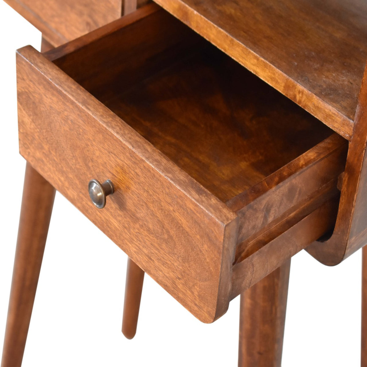 Console mini arrondie 2 tiroirs et niche – Châtaigne – vue 8