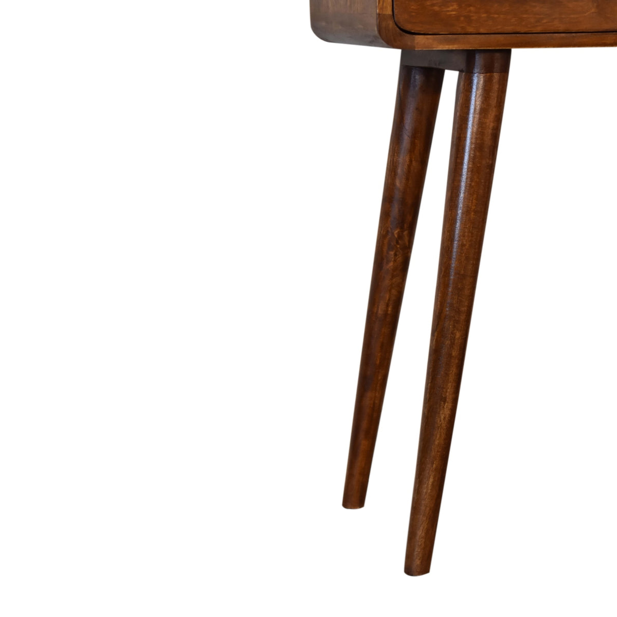 Console mini arrondie 2 tiroirs et niche – Châtaigne – vue 9