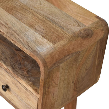 Console mini arrondie 2 tiroirs et niche en manguier massif – Naturel – vue 6