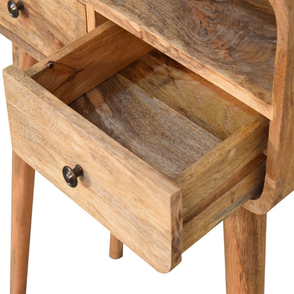 Console mini arrondie 2 tiroirs et niche en manguier massif – Naturel – vue 7