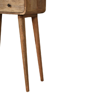 Console mini arrondie 2 tiroirs et niche en manguier massif – Naturel – vue 8