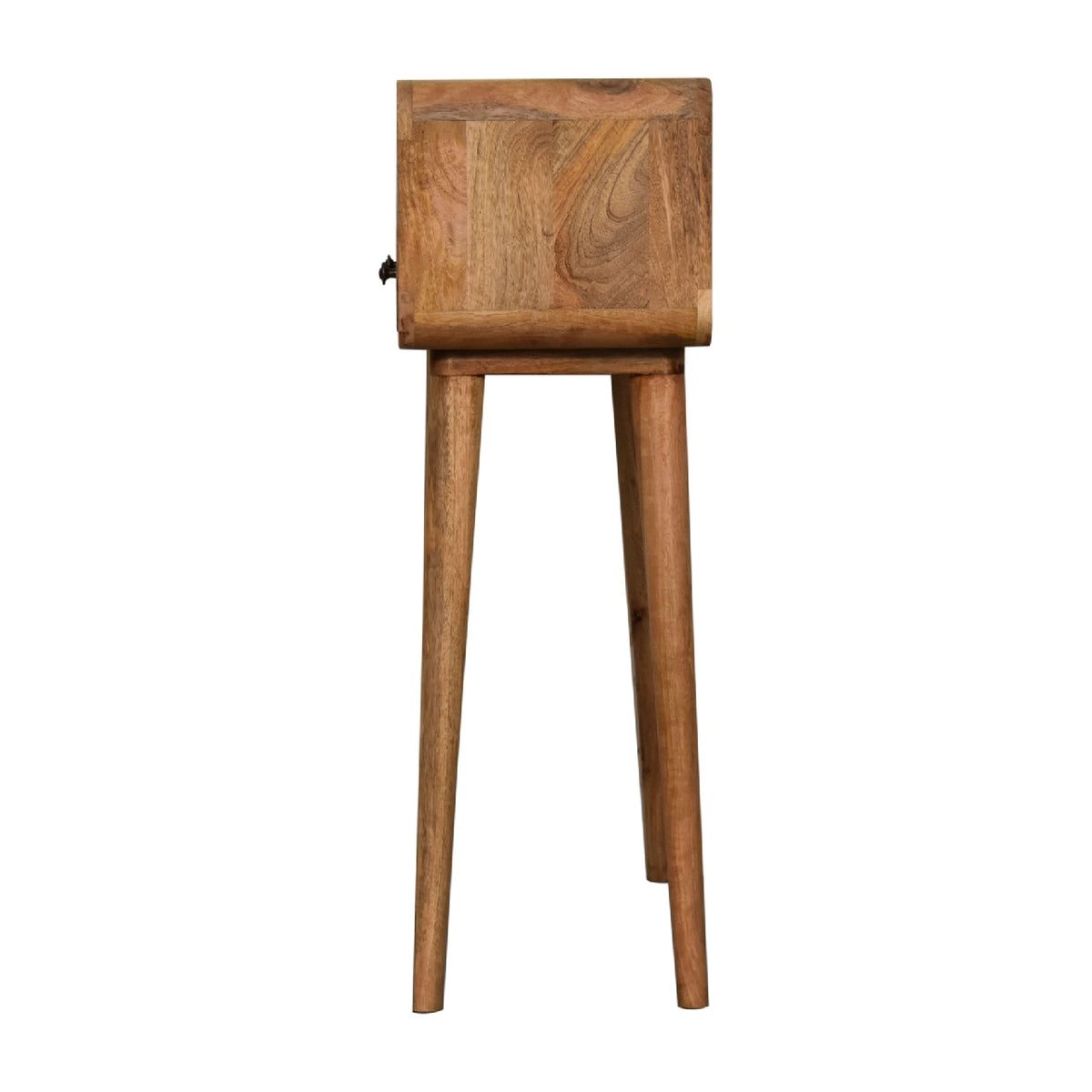 Console mini arrondie 2 tiroirs et niche en manguier massif – Naturel – vue 9