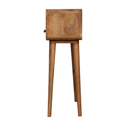 Console mini arrondie 2 tiroirs et niche en manguier massif – Naturel – vue 9