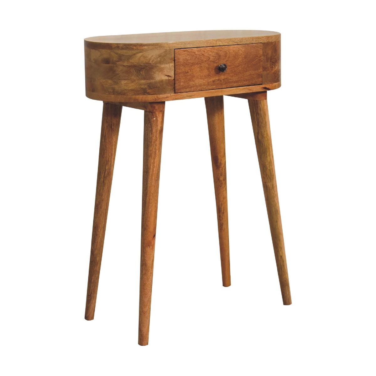 Console mini scandinave à tiroir en manguier massif – Naturel – vue 3