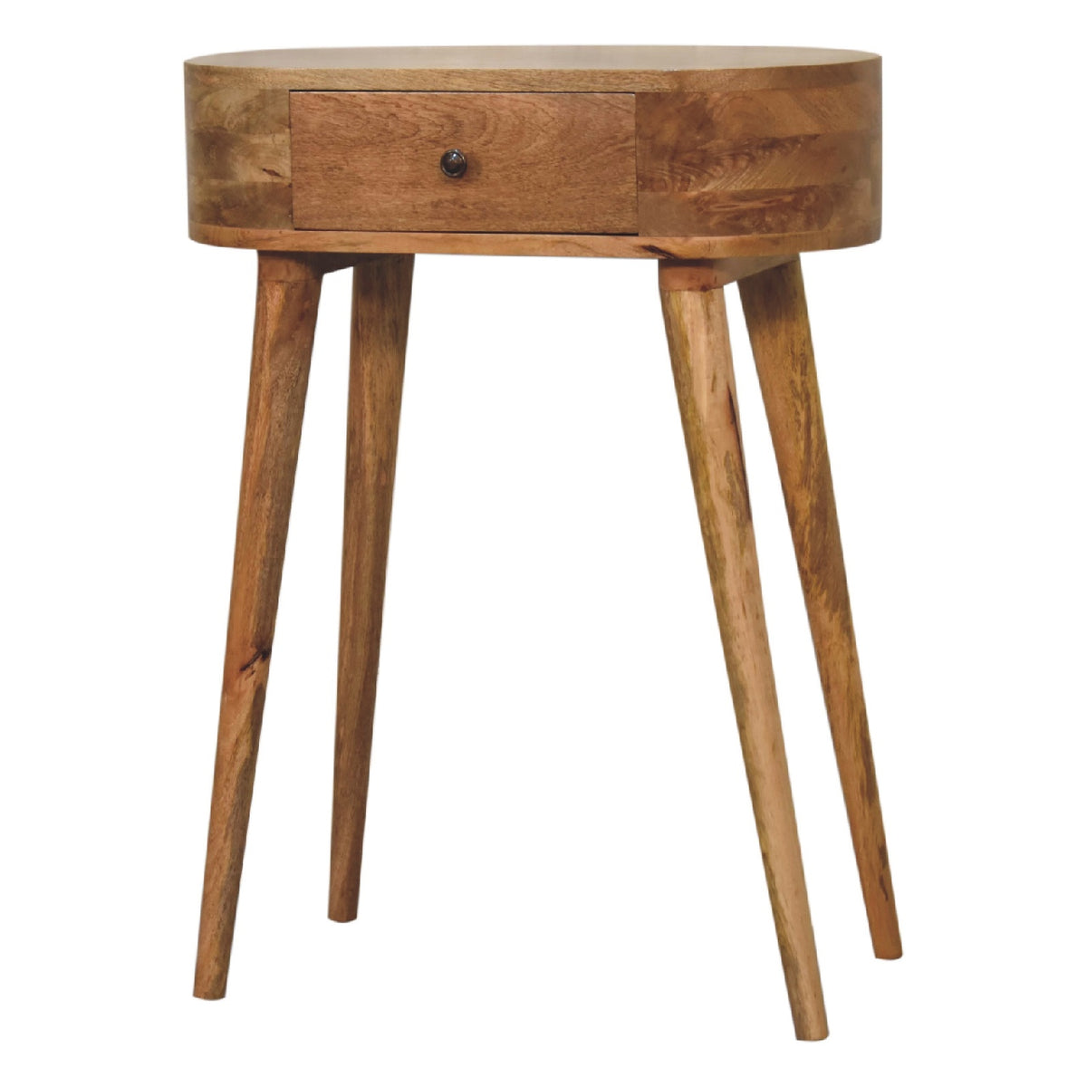 Console mini scandinave à tiroir en manguier massif – Naturel – vue 4