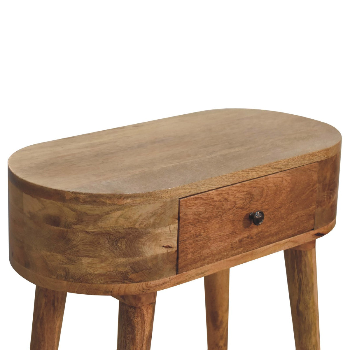 Console mini scandinave à tiroir en manguier massif – Naturel – vue 6