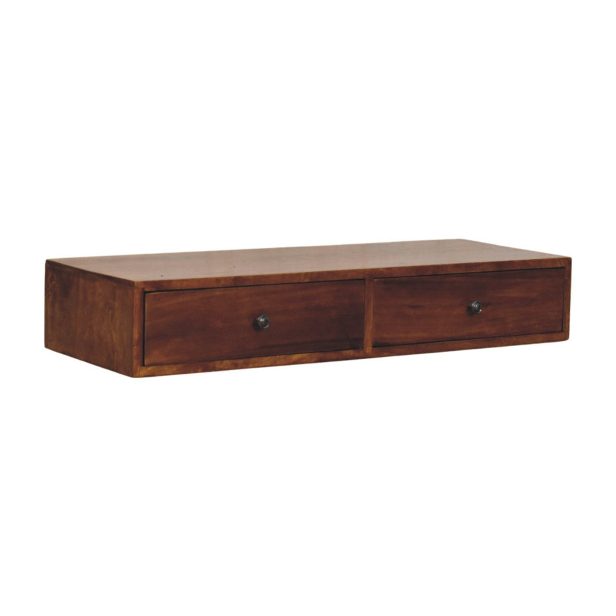 Console murale 2 tiroirs en manguier massif – Châtaigne – vue 3