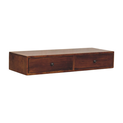 Console murale 2 tiroirs en manguier massif – Châtaigne – vue 3
