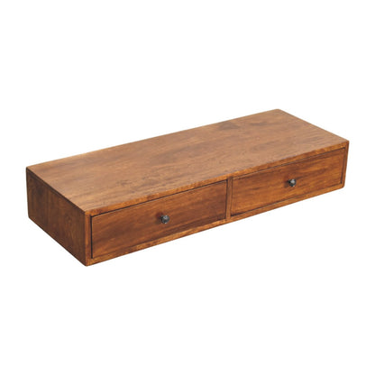 Console murale 2 tiroirs en manguier massif – Châtaigne – vue 4
