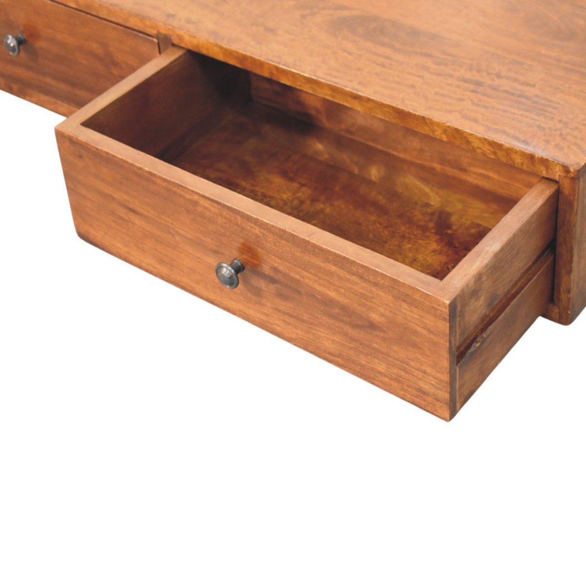 Console murale 2 tiroirs en manguier massif – Châtaigne – vue 7