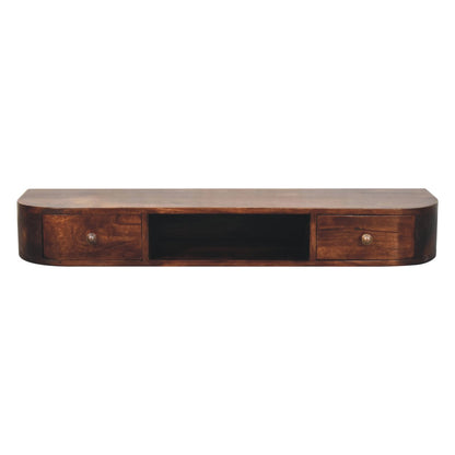 Console murale 2 tiroirs et niche en manguier massif – Châtaigne – vue 2