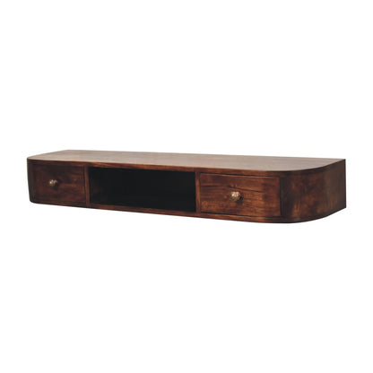 Console murale 2 tiroirs et niche en manguier massif – Châtaigne – vue 3