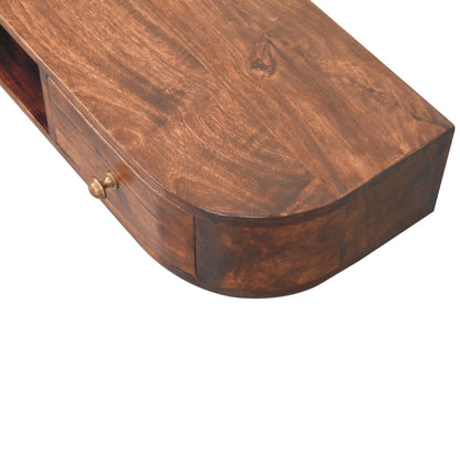 Console murale 2 tiroirs et niche en manguier massif – Châtaigne – vue 6