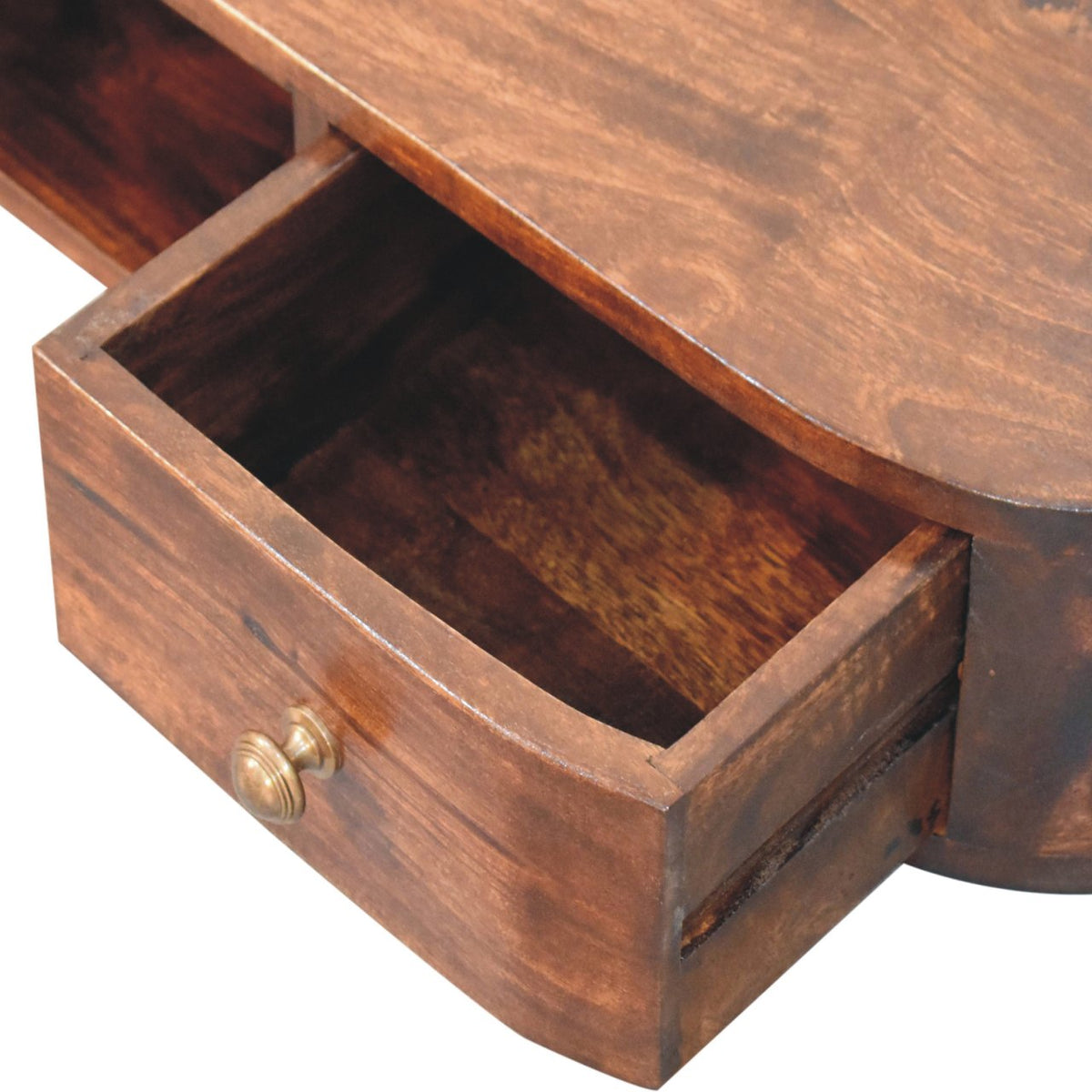 Console murale 2 tiroirs et niche en manguier massif – Châtaigne – vue 7