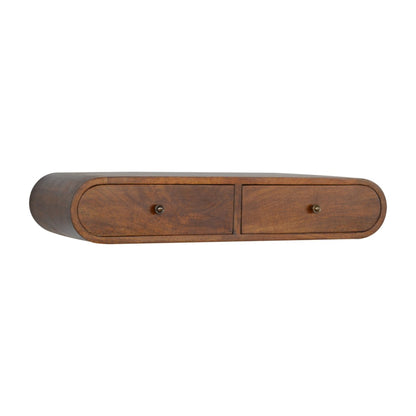 Console murale arrondie 2 tiroirs en manguier massif – Châtaigne – vue 2