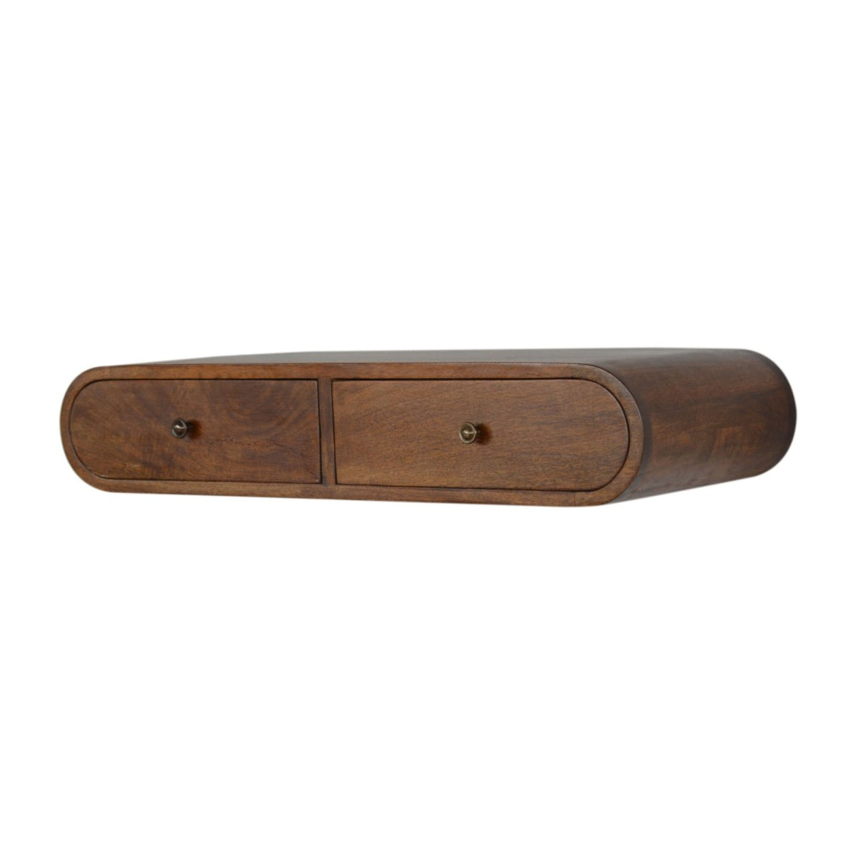 Console murale arrondie 2 tiroirs en manguier massif – Châtaigne – vue 3
