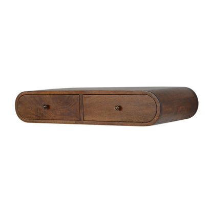 Console murale arrondie 2 tiroirs en manguier massif – Châtaigne – vue 3