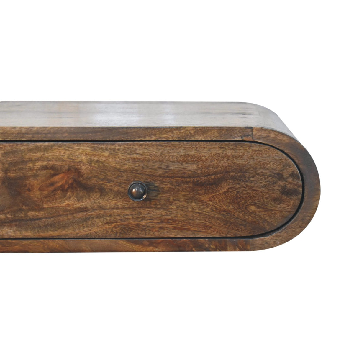 Console murale arrondie 2 tiroirs en manguier massif – Gris doux – vue 4