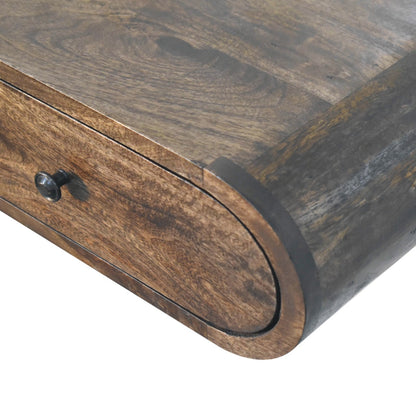 Console murale arrondie 2 tiroirs en manguier massif – Gris doux – vue 5
