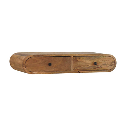 Console murale arrondie à 2 tiroirs en manguier massif – Naturel – vue 2