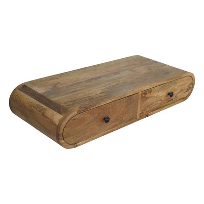 Console murale arrondie à 2 tiroirs en manguier massif – Naturel – vue 5