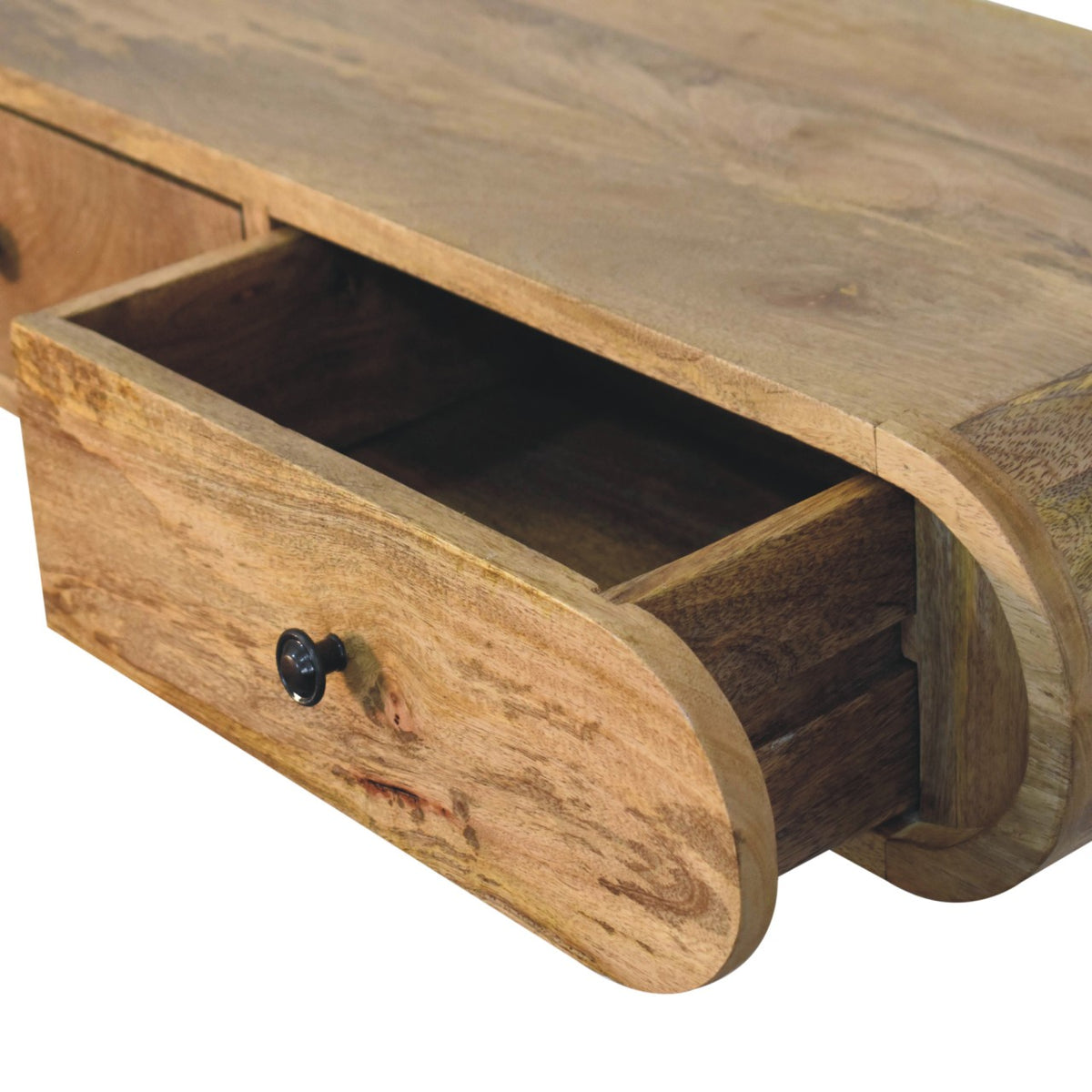 Console murale arrondie à 2 tiroirs en manguier massif – Naturel – vue 7