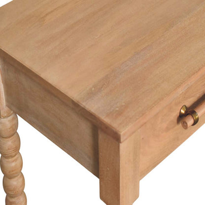 Console pieds bobine, étagères en jute, en manguier massif – vue 5