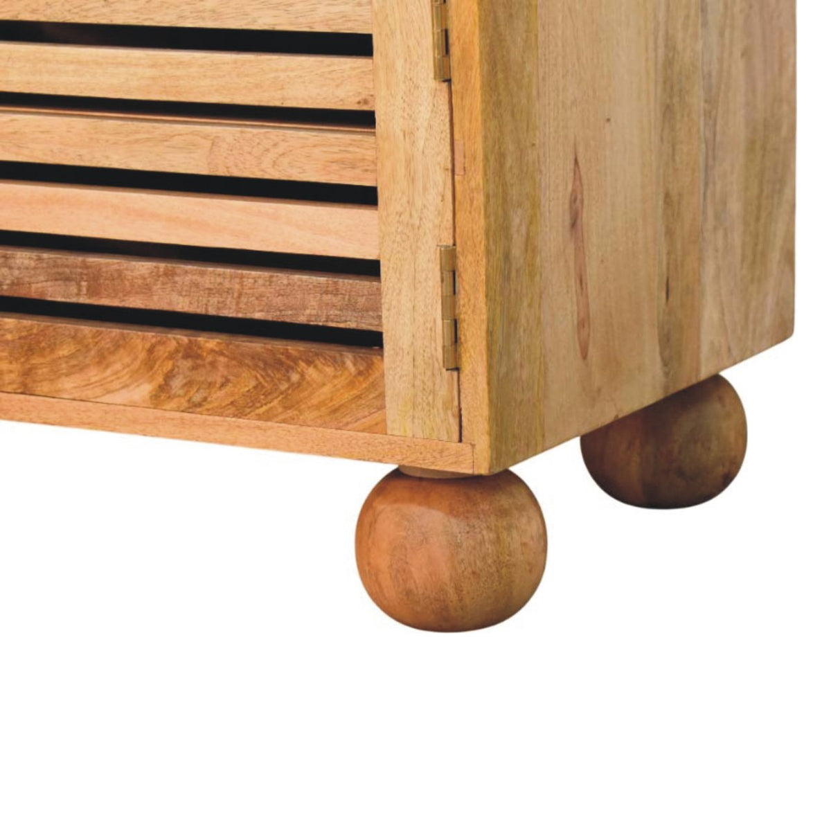 Meuble à chaussures assise cuir 2 tiroirs en manguier massif – Naturel – vue 7