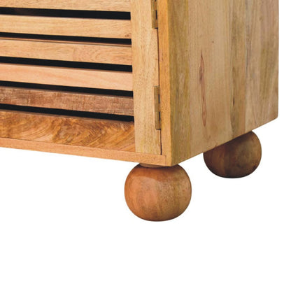 Meuble à chaussures assise cuir 2 tiroirs en manguier massif – Naturel – vue 7