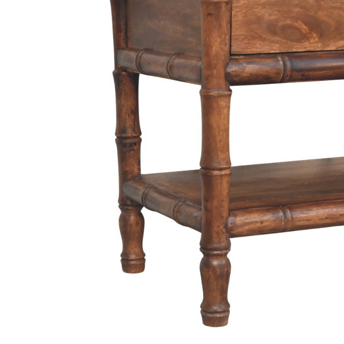 Meuble de rangement à assise cuir en manguier massif – Amande grillée – vue 7