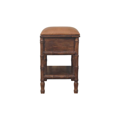 Meuble de rangement à assise cuir en manguier massif – Amande grillée – vue 8