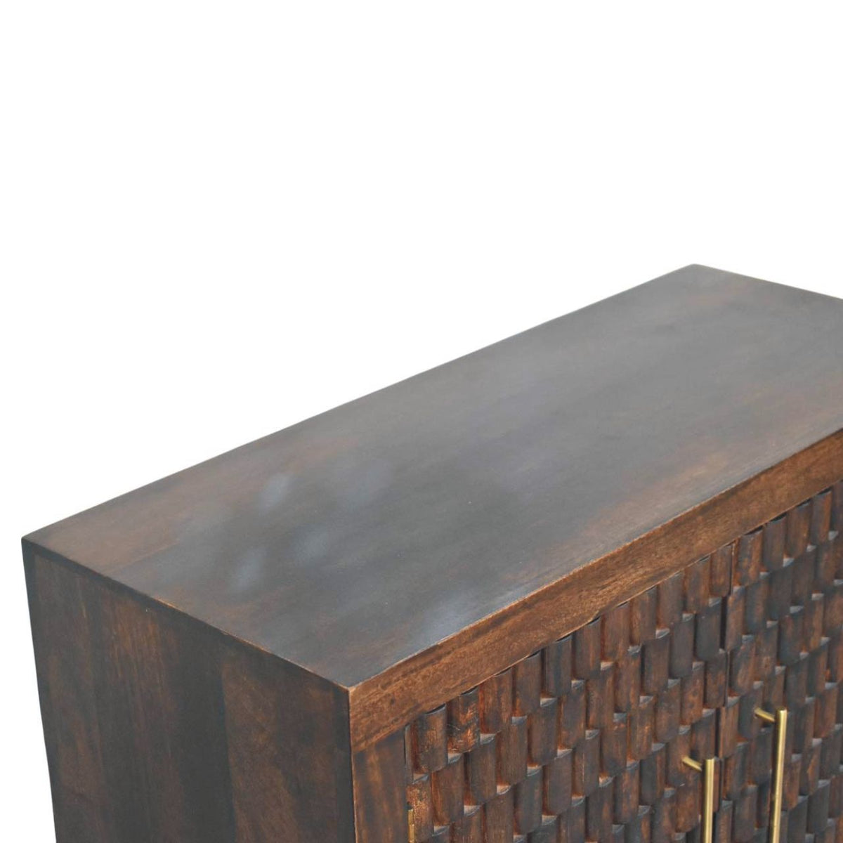 Meuble de rangement à façade sculptée en manguier massif – Moka – vue 5
