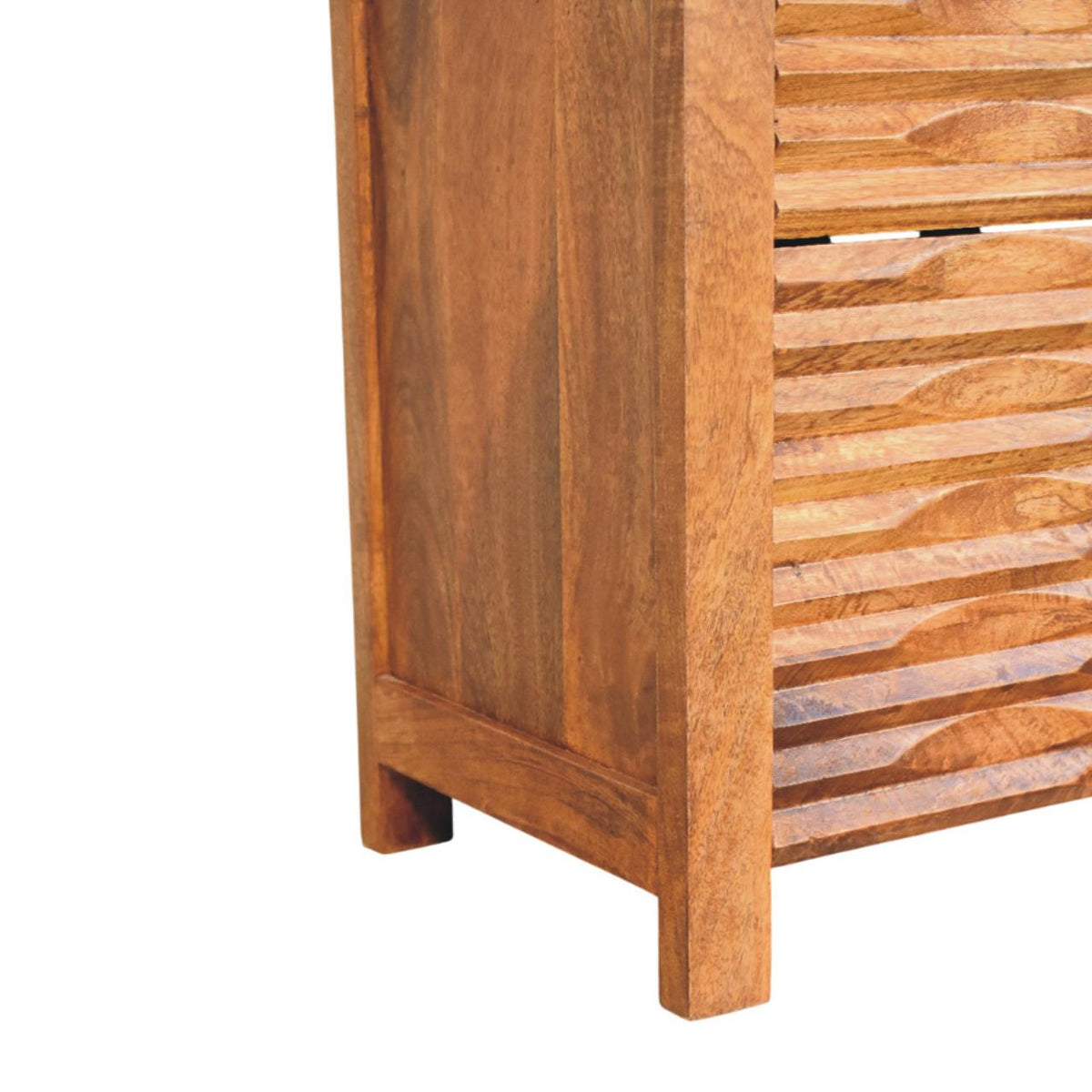 Meuble de rangement à motif vague sculpté en manguier massif – Ambre – vue 9