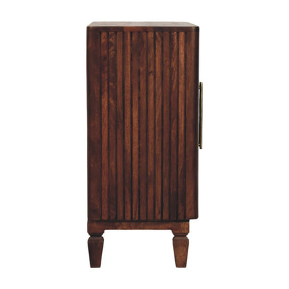 Meuble de rangement cannelé 2 portes en manguier massif – Brun rouge – vue 8