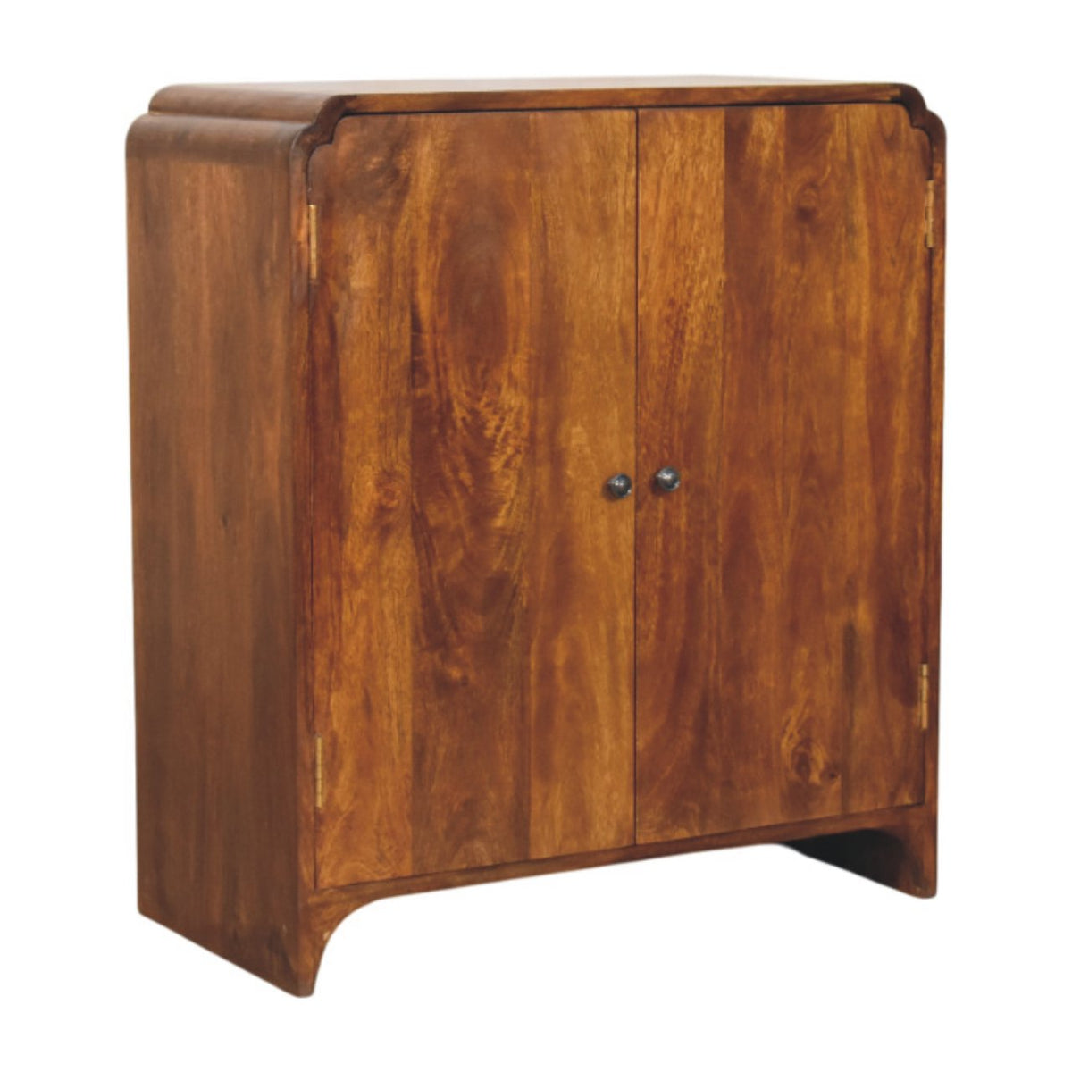 Meuble de rangement galbé 2 portes en manguier massif – Châtaigne – vue 3