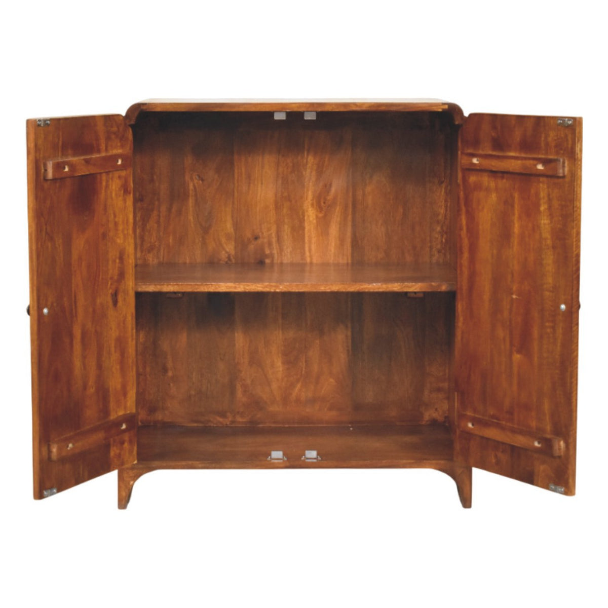 Meuble de rangement galbé 2 portes en manguier massif – Châtaigne – vue 6