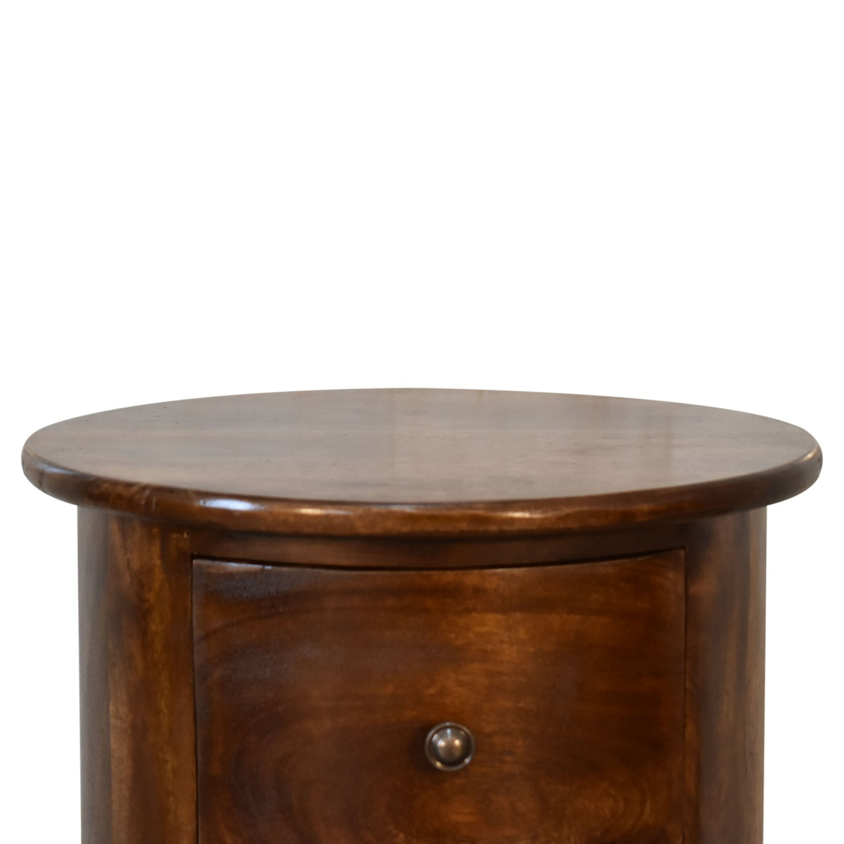 Meuble de rangement rond à 3 tiroirs en manguier massif – Châtaigne – vue 5