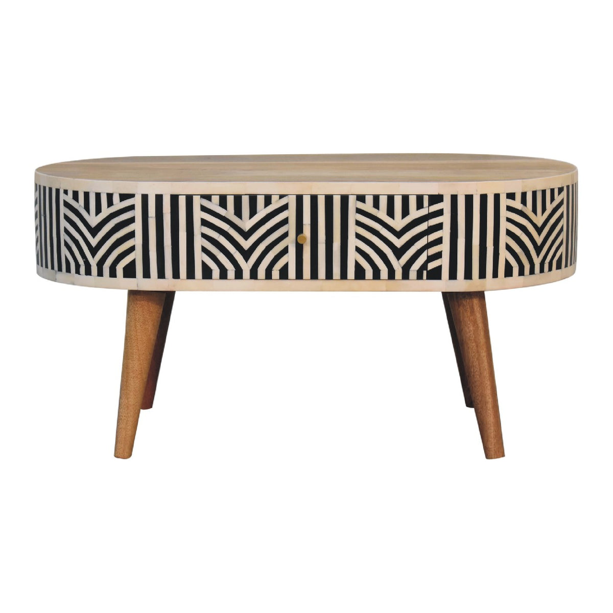 Table basse à incrustations d'os en manguier massif – Naturel – vue 2