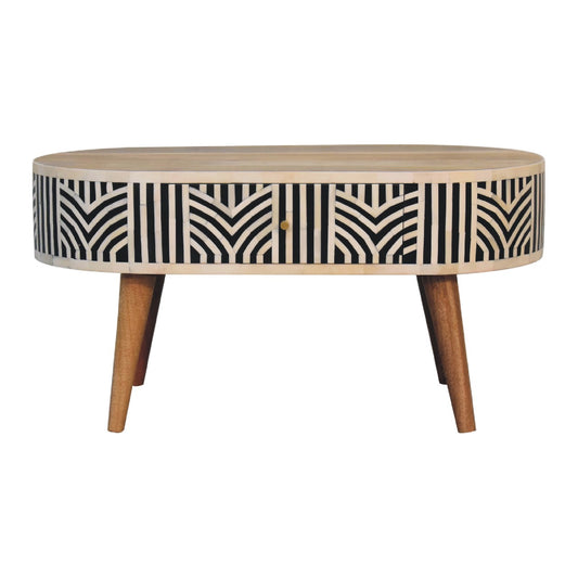 Table basse à incrustations d'os en manguier massif – Naturel – vue 2