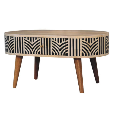 Table basse à incrustations d'os en manguier massif – Naturel – vue 3